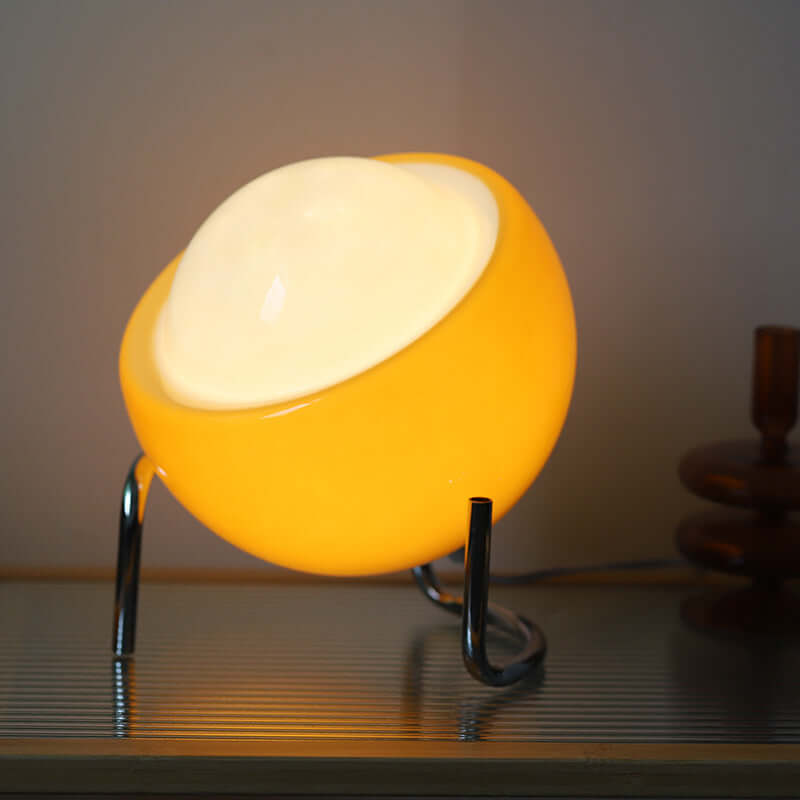 Lampe de table rétro Bauhaus à LED en verre et pierre