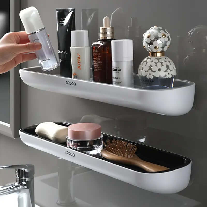 Organisateur de salle de bain - Étagère murale avec porte-serviettes