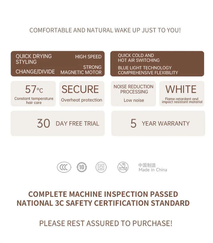 Sèche-cheveux 2400W avec technologie ionique - Séchage rapide et doux