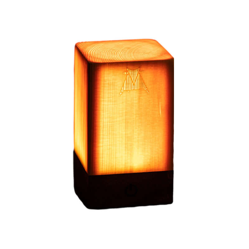 LED Tischlampe Holzoptik Akku & Touch