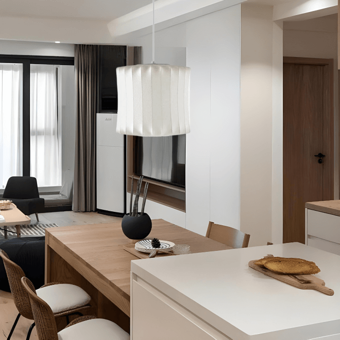 Lampe à suspension moderne design en demi-bois