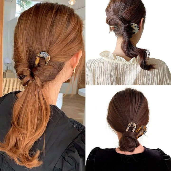 Pinces à cheveux en forme de U en écaille de tortue - chignon
