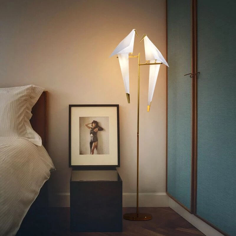 Lampe LED magnétique oiseau, style origami, blanc chaud