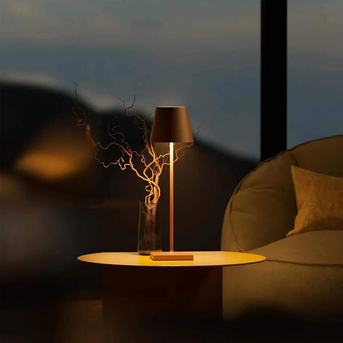 Dimmbare LED Tischleuchte, 38cm, Akku & Touch