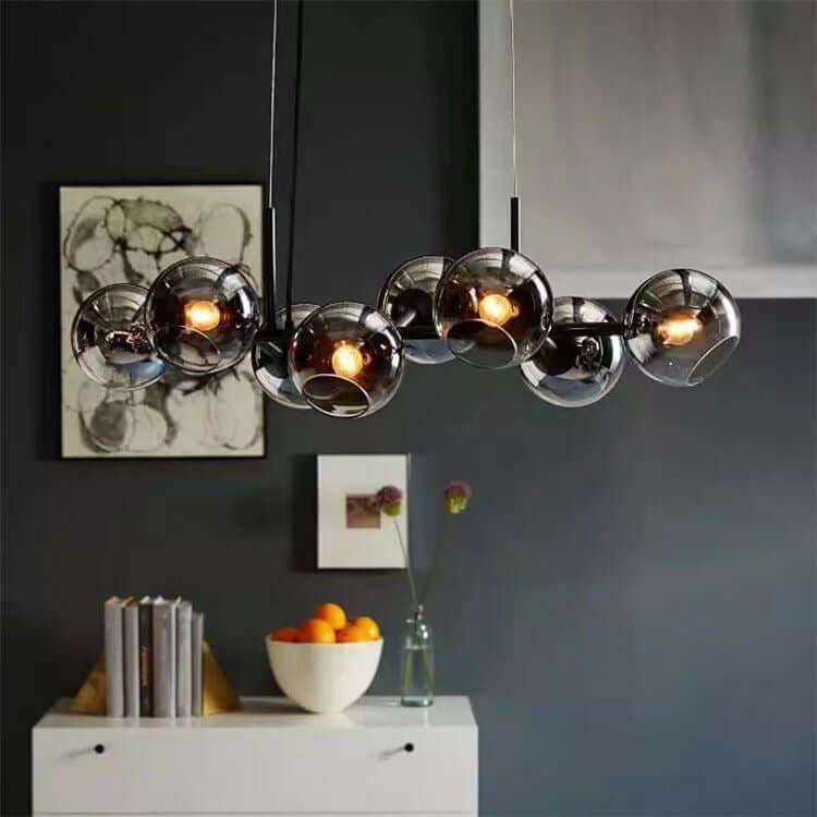 Lustre moderne en boule de verre, 110 cm