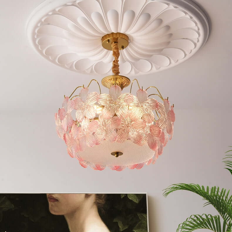 Vintage Buntglas Kronleuchter