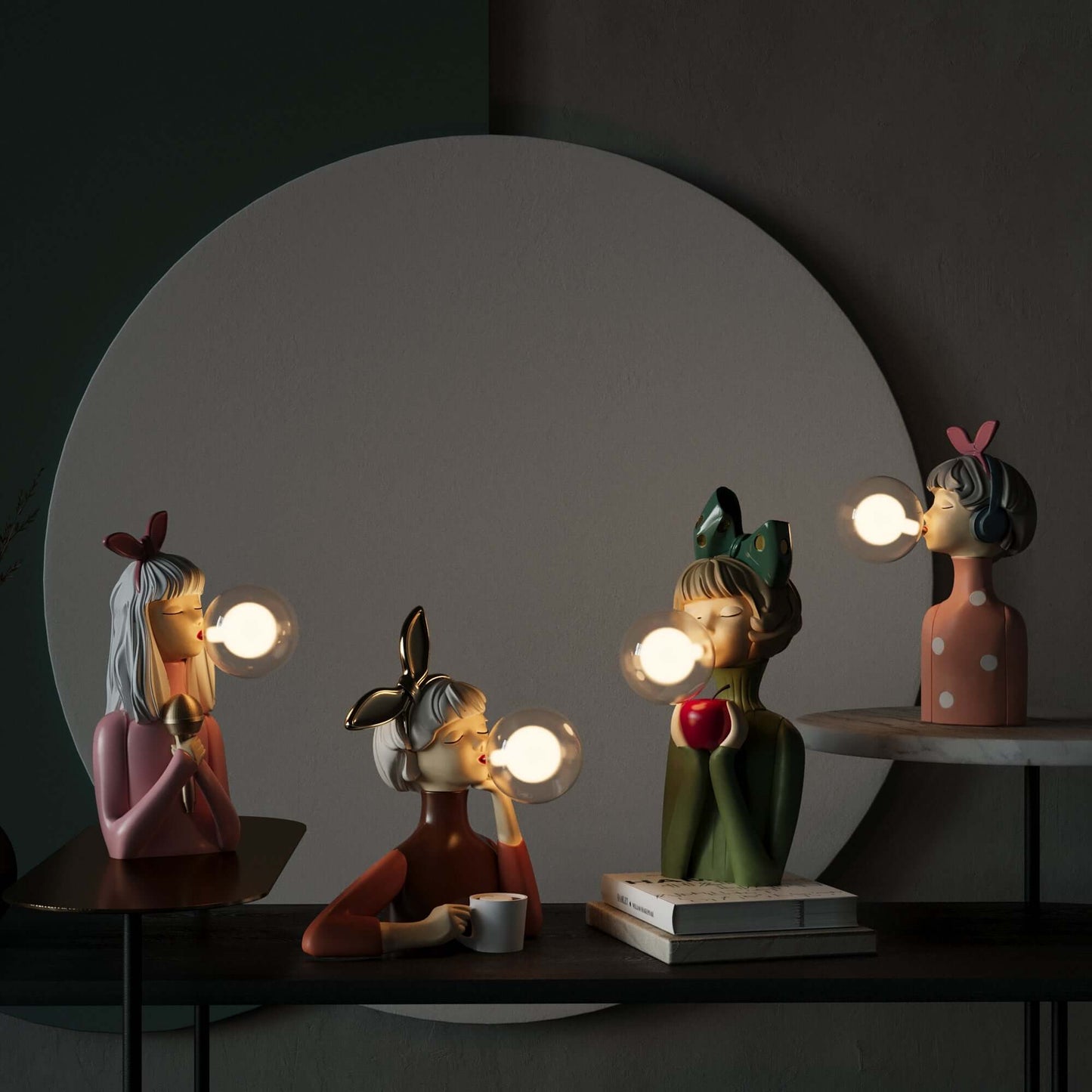 Lampe de table LED décorative en résine