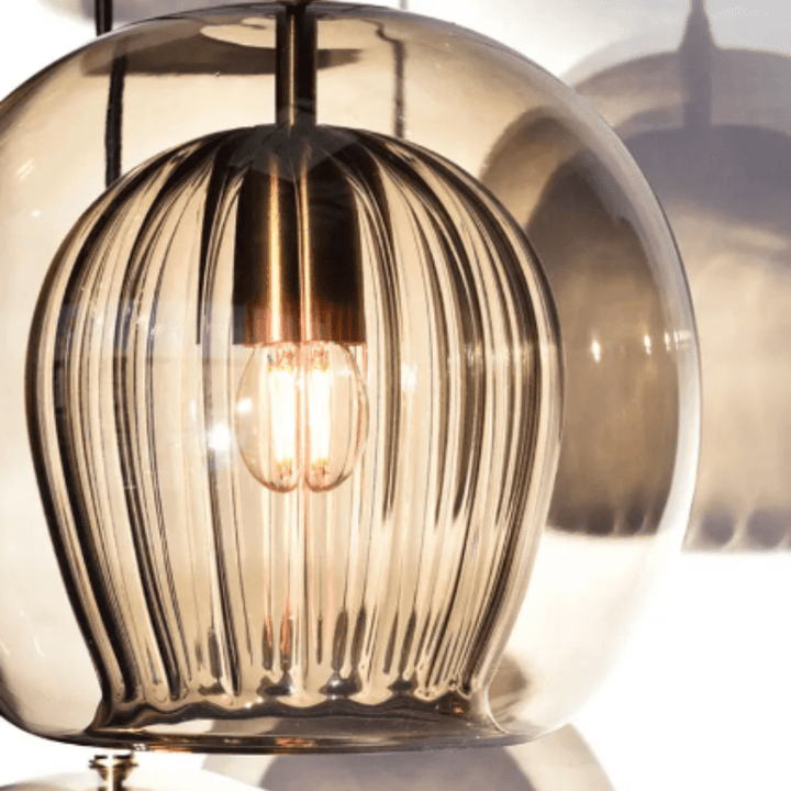 Suspension moderne, aluminium et verre, LumaLite