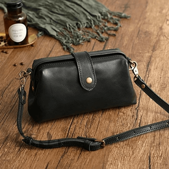 Sac à main rétro en cuir véritable