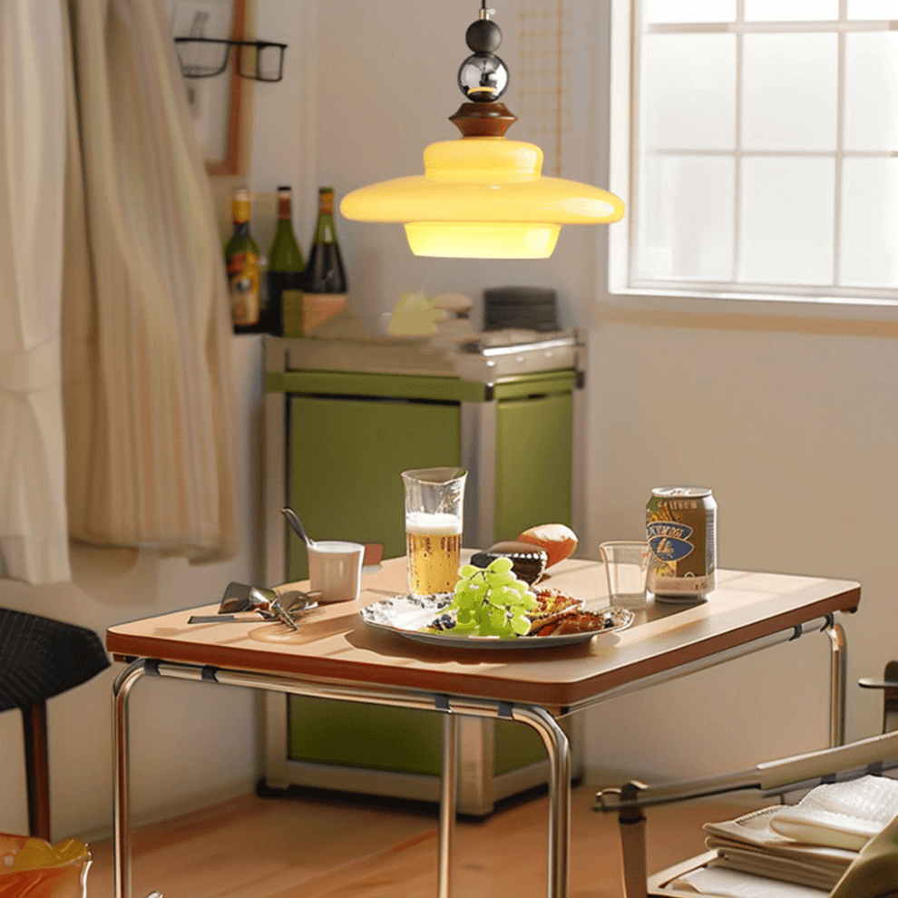 Élégante suspension en verre beige