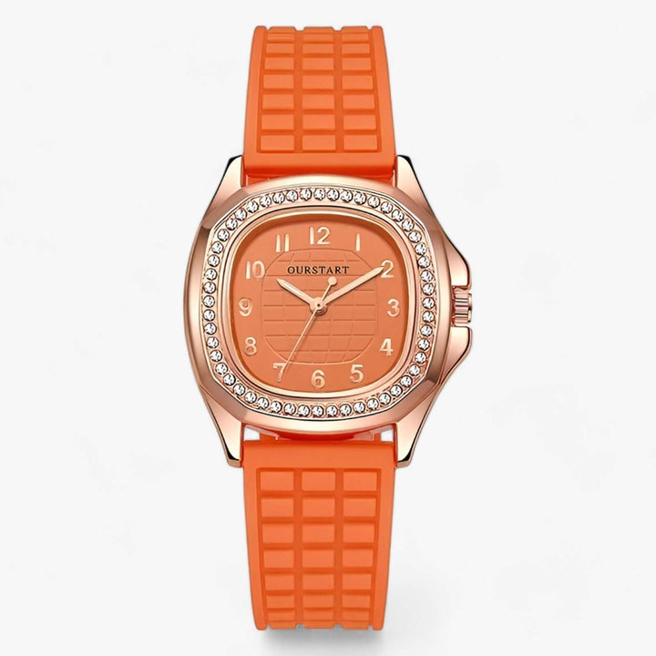Montre de luxe pour femme avec diamants - bracelet en silicone