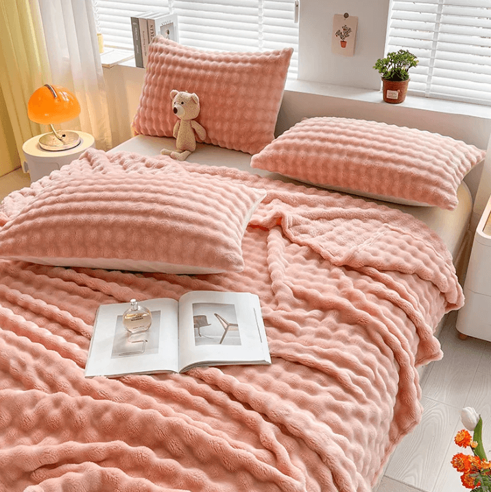 Couverture polaire douillette avec structure à bulles 3D