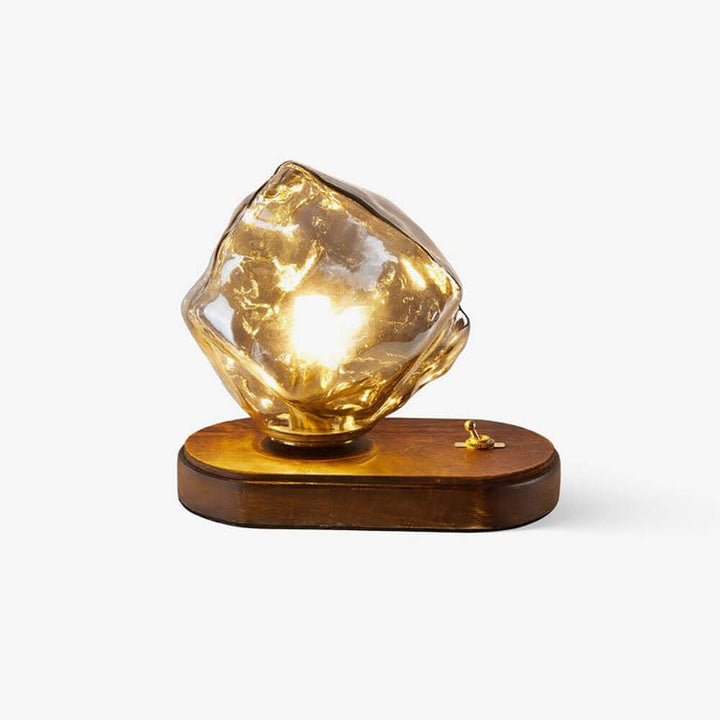 Glas Tischlampe Ice Stein Design