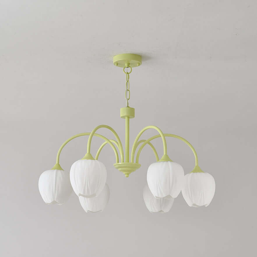 Tulpen-Matcha-Kronleuchter - 5-8 Leuchten