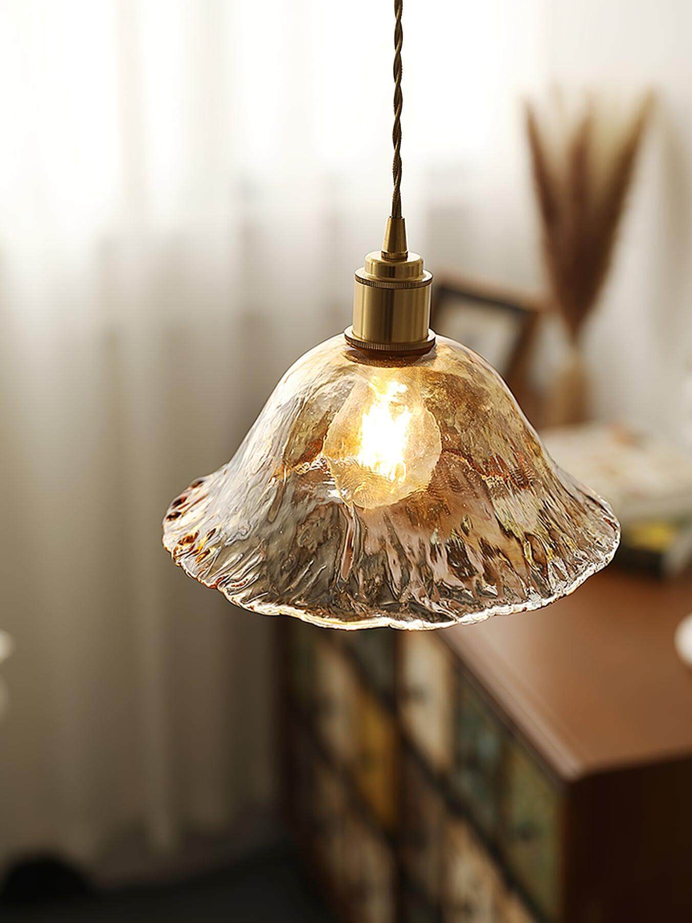Suspension vintage en verre marron clair