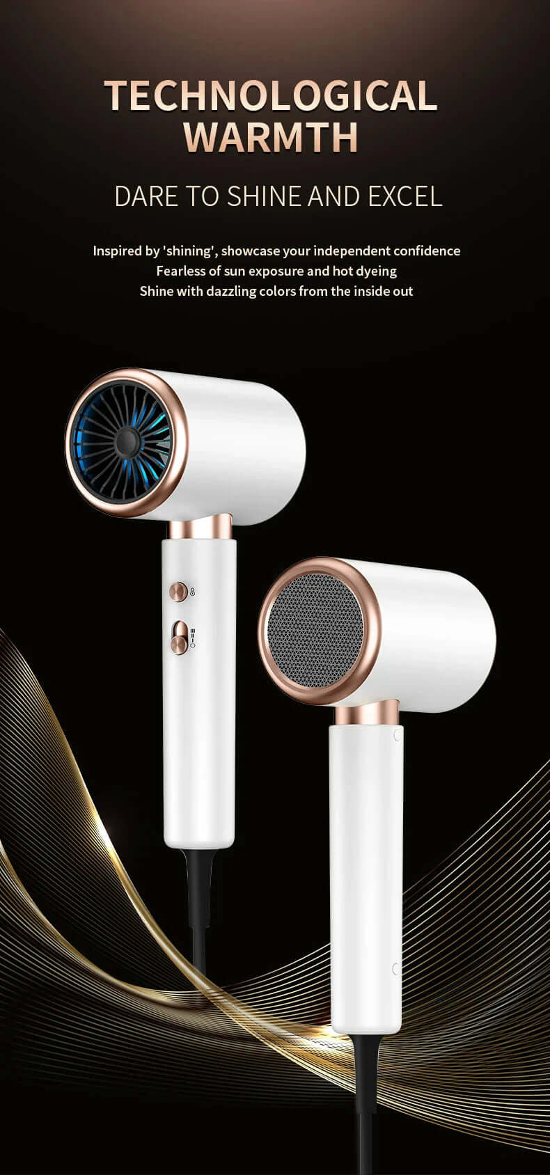 Sèche-cheveux 2400W avec technologie ionique - Séchage rapide et doux