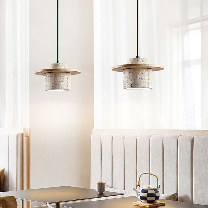 Lampe suspendue design en travertin