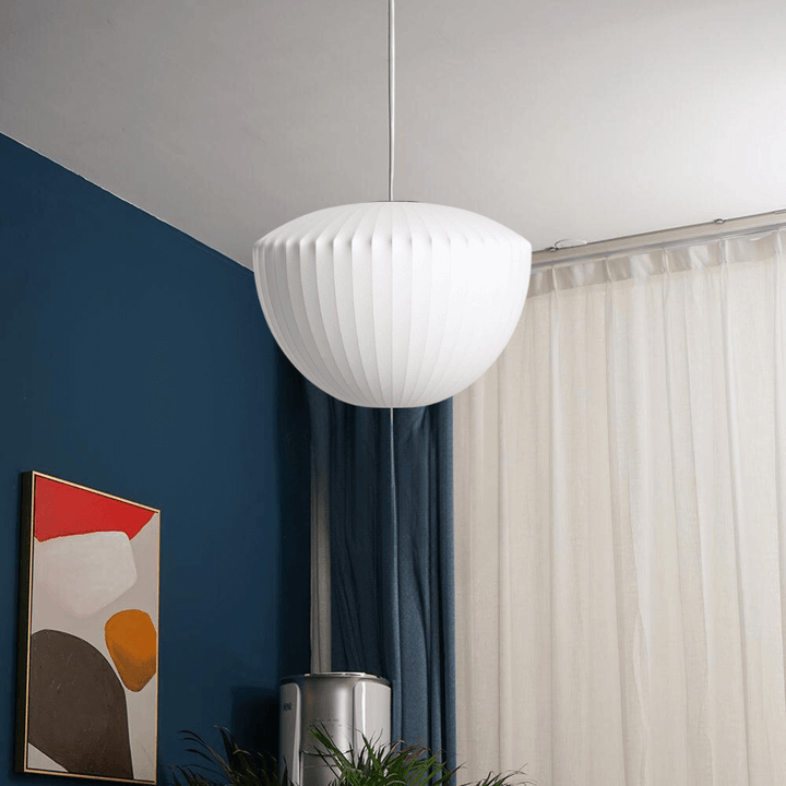 Lampe suspendue moderne, soie et acier