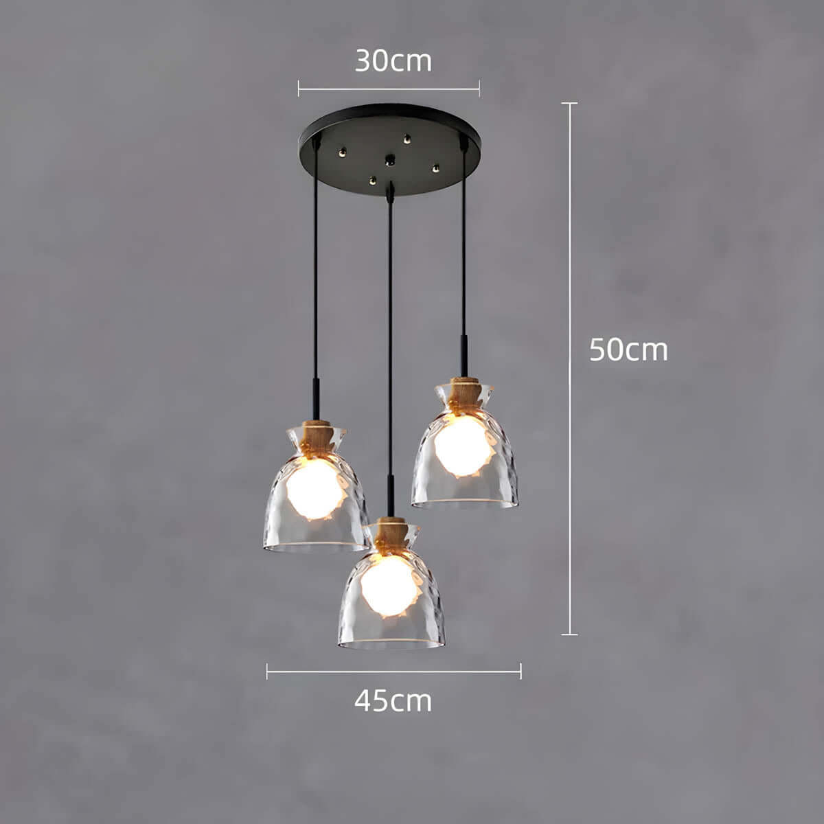 Moderner Glas-Kronleuchter, 1/3 Köpfe