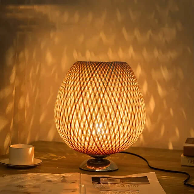 Lampe de table vintage en bambou
