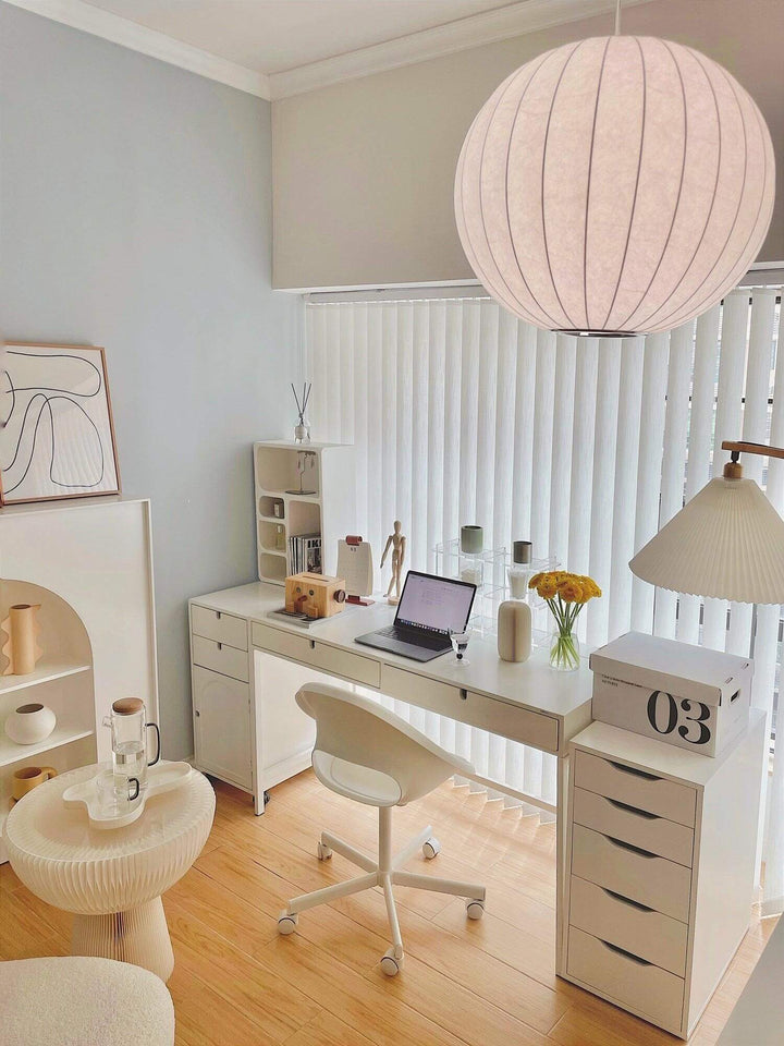 Lampe suspendue moderne blanche - soie et acier