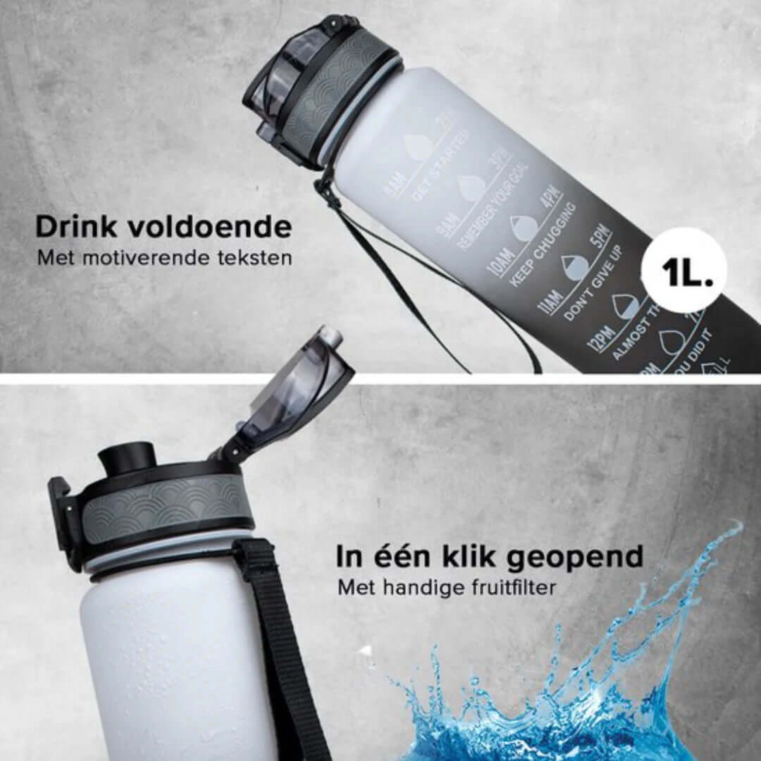 Motivations-Wasserflasche mit Zeitangaben