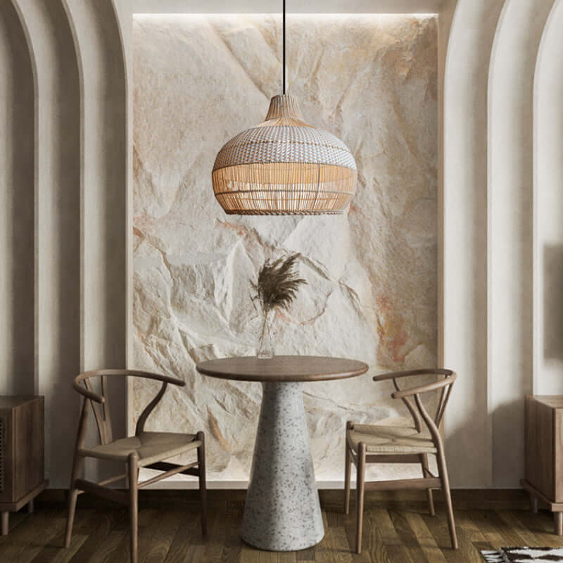 Suspension en rotin tressé à la main