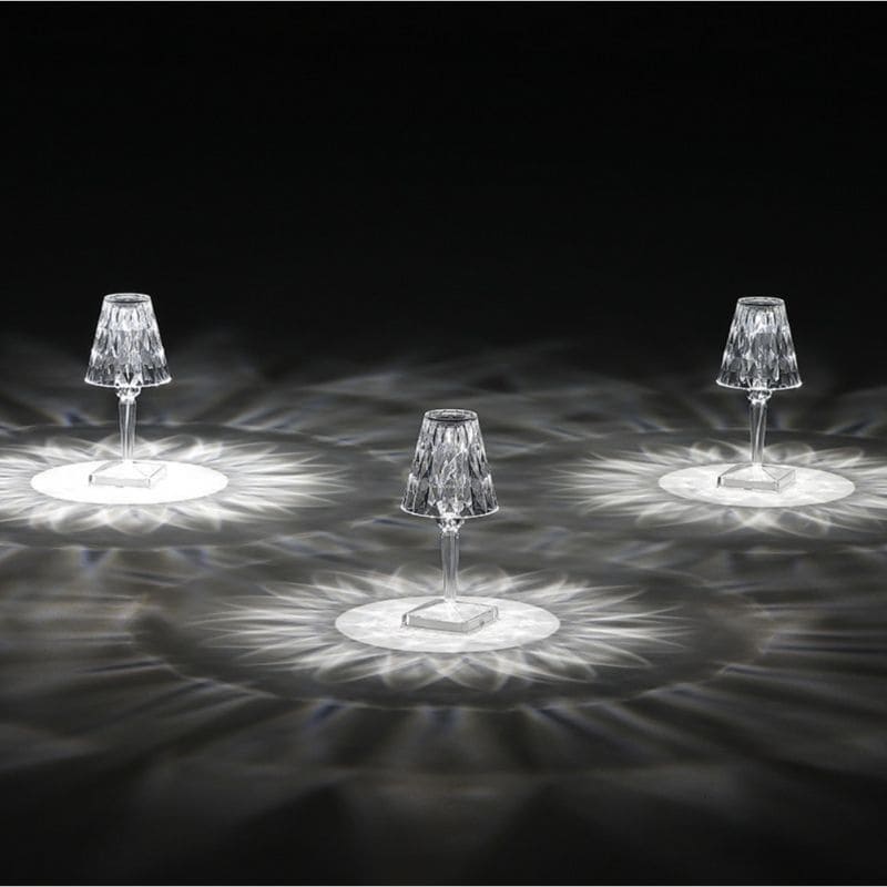 Lampe de table en cristal, dimmable, à piles