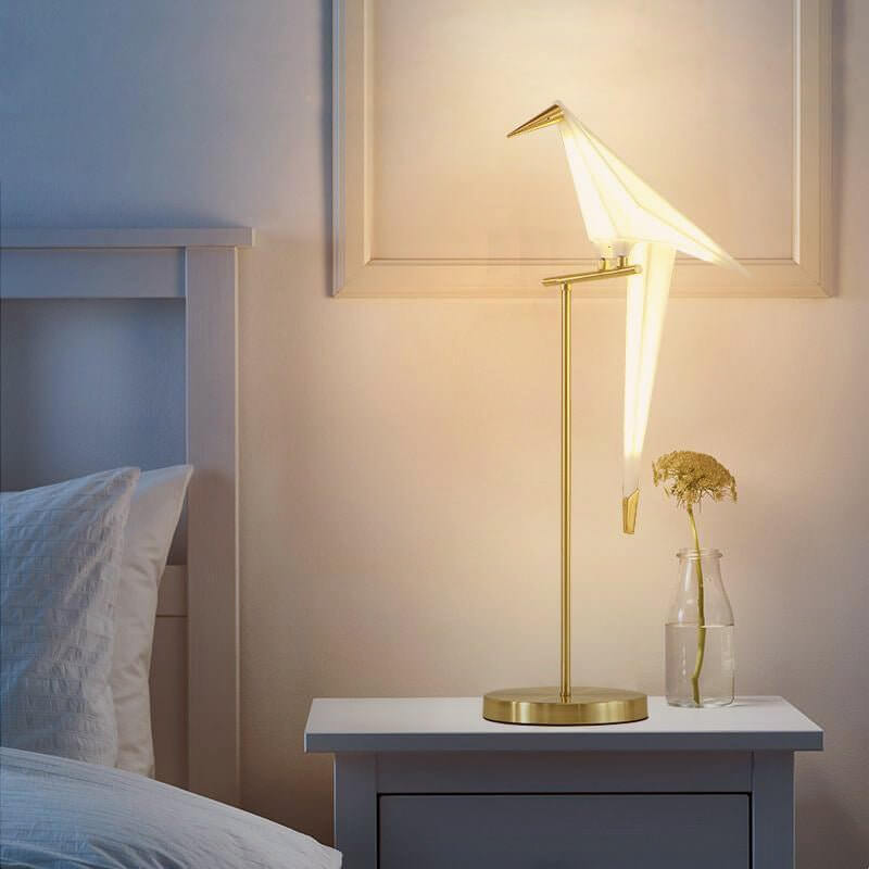Magnetische LED Vogellampe, Origami Stil, Warmweiß