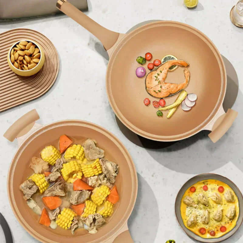 Poêle wok multifonctionnelle avec revêtement antiadhésif