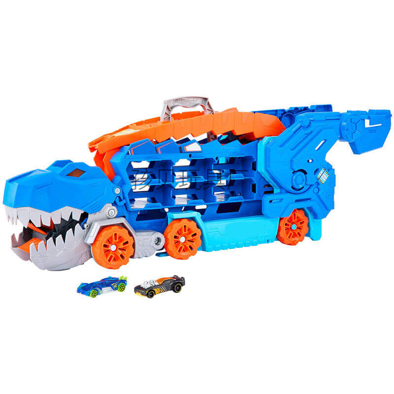 Kinder-Renntransporter 3-in-1 - Dino-Truck mit Rennstrecke
