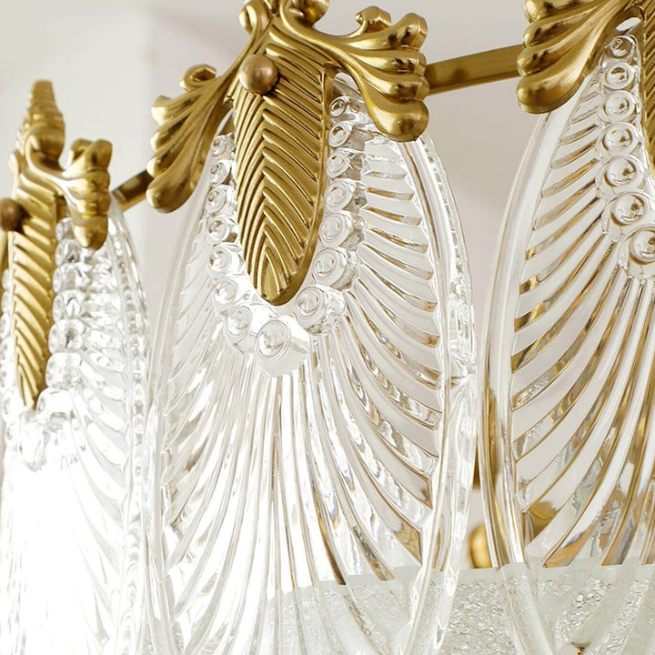 Lustre rond en verre avec motif décoratif