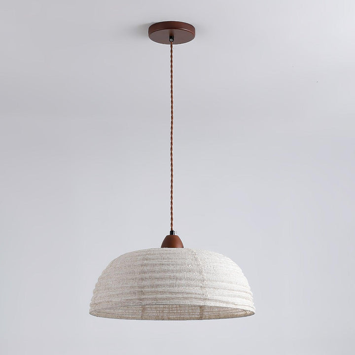 Lampe à suspension en bois et tissu