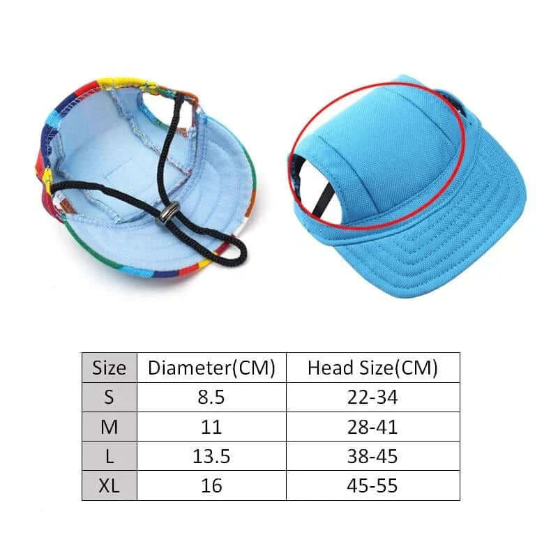 Casquette pour chien avec trous pour les oreilles et mentonnière