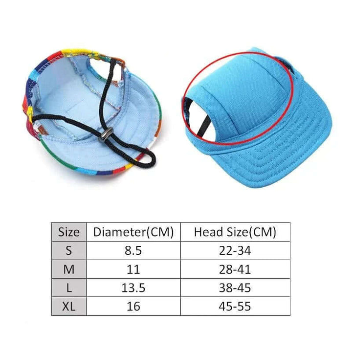 Casquette pour chien avec trous pour les oreilles et mentonnière