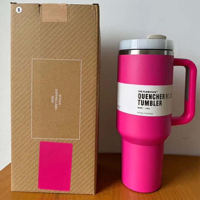 40oz Isolierter Edelstahl Reisebecher mit Griff & Strohhalm