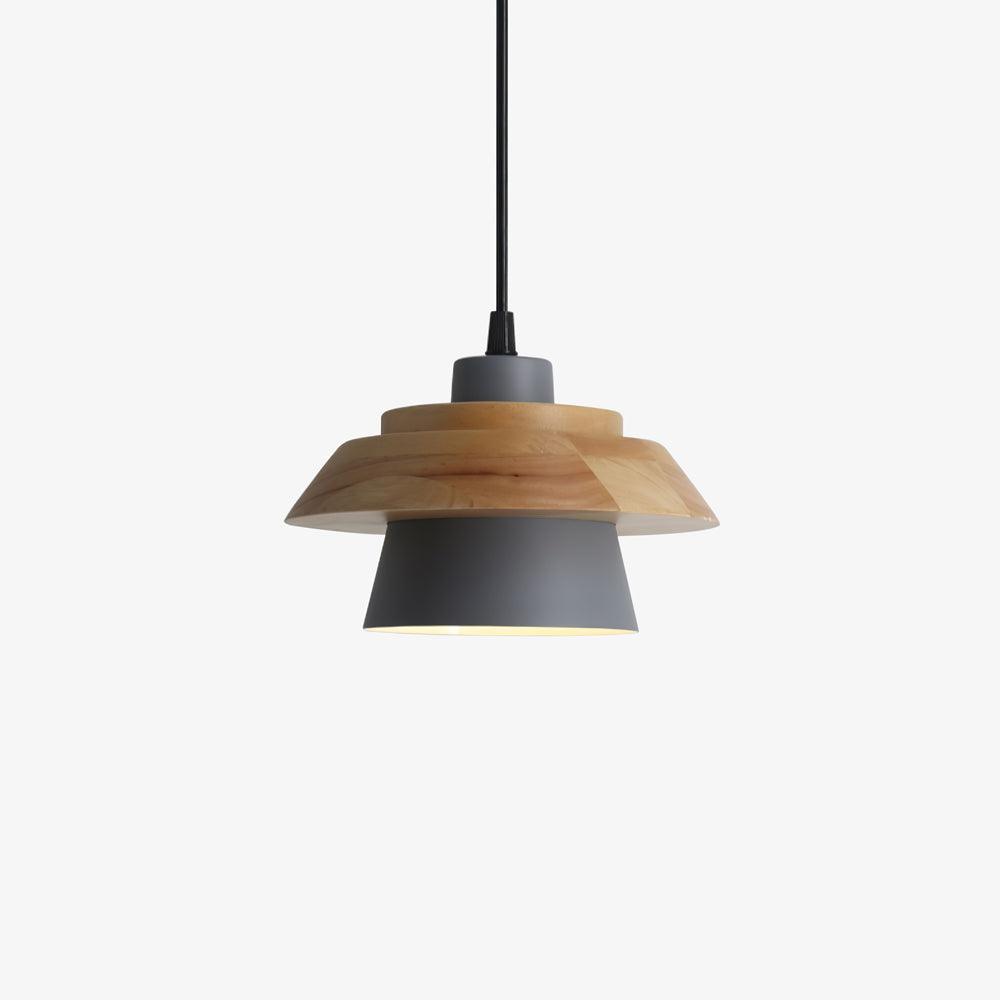 Lampe suspendue design en bois et pierre