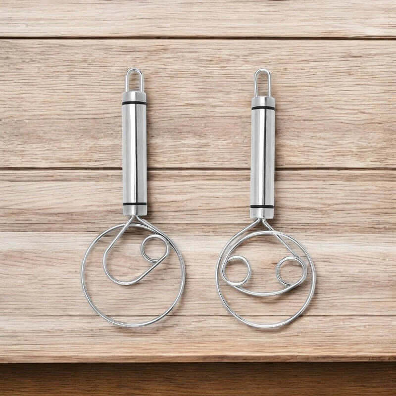 Fouet à pâte danois en acier inoxydable - Pétrin à pâte ergonomique