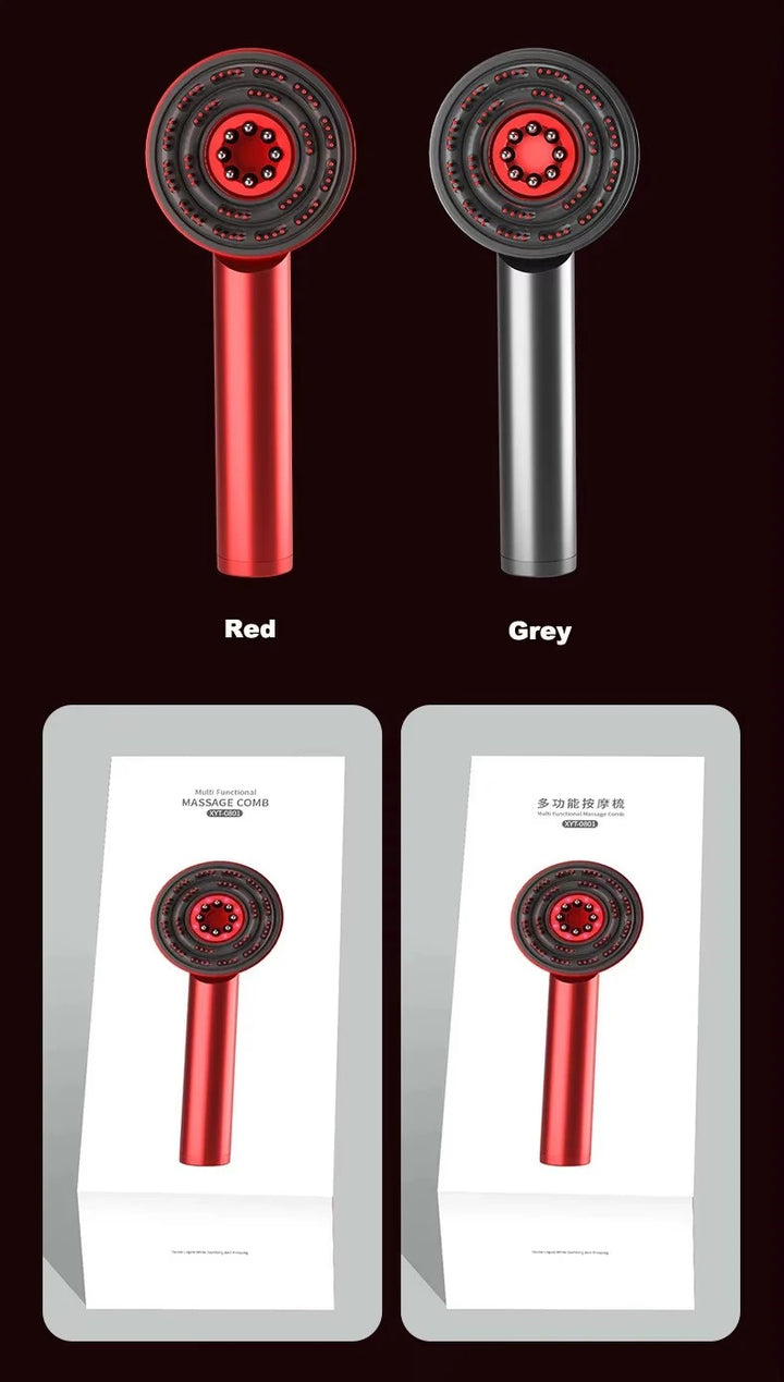 Brosse de massage du cuir chevelu avec luminothérapie LED - relaxation et croissance des cheveux