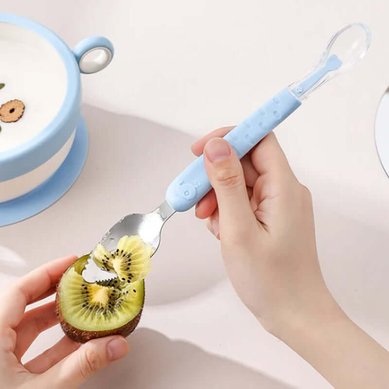 Lot de 2 cuillères en silicone pour bébé - Alimentation douce et sûre
