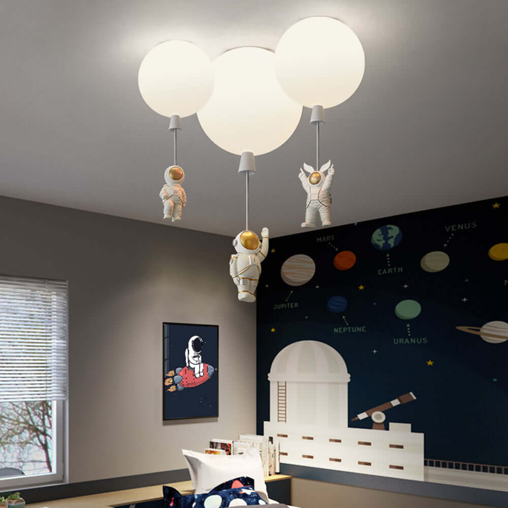 Plafonnier LED moderne « Lune et Astronautes »