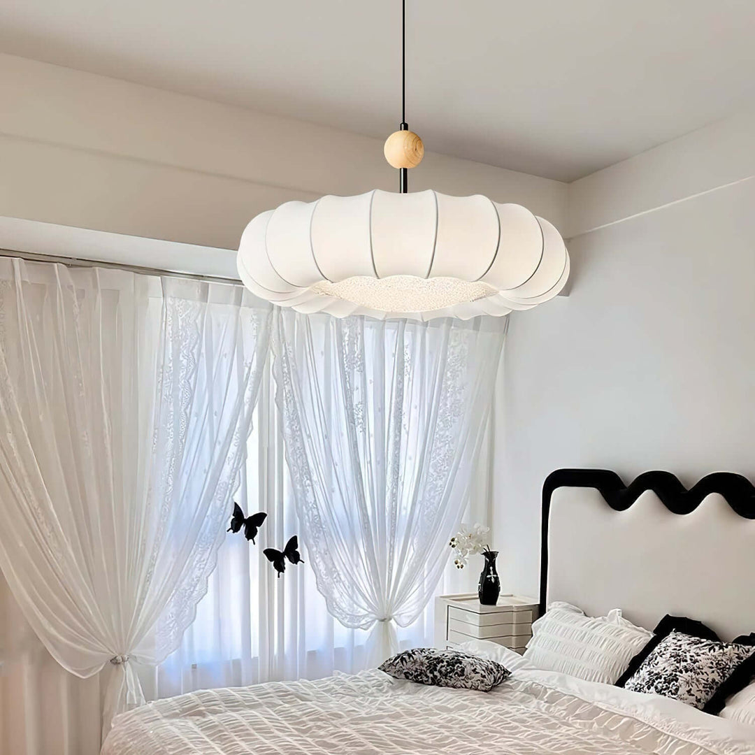 Lampe suspendue élégante avec abat-jour en tissu 50cm