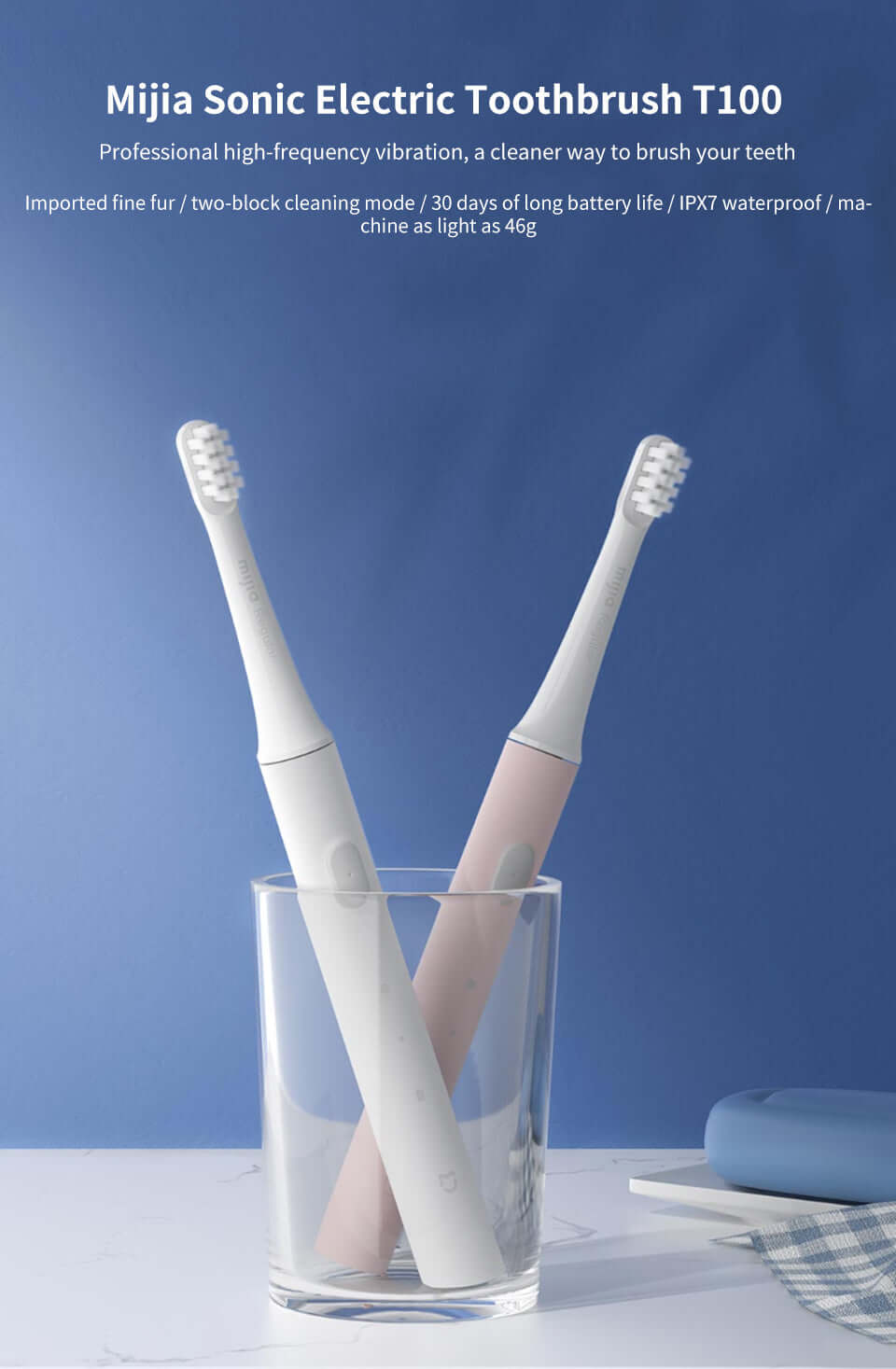 Elektrische Schallzahnbürste - Wasserdicht & USB-Ladestation