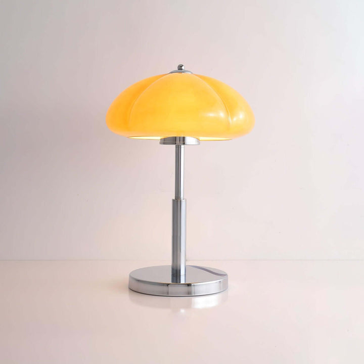 Lampe de table design champignon en verre ambré