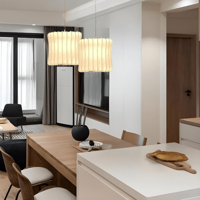 Lampe à suspension moderne design en demi-bois