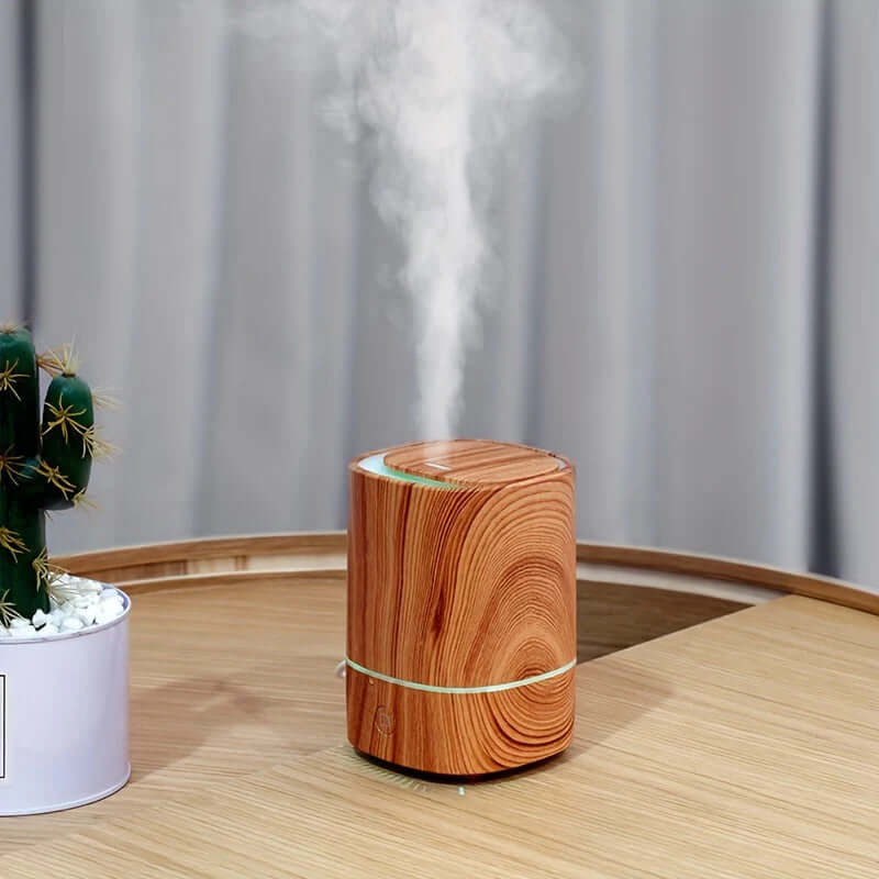 Humidificateur aspect bois - diffuseur d'arômes à ultrasons, LED