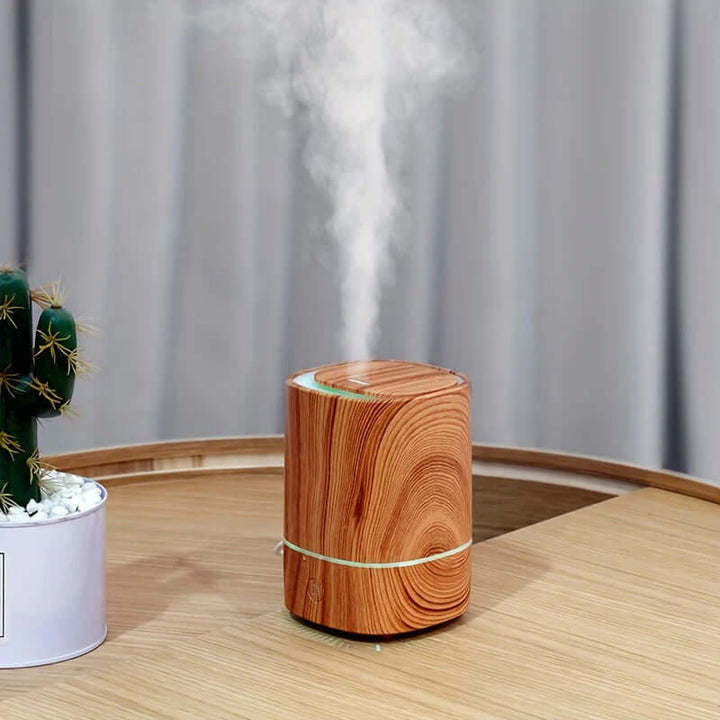 Humidificateur aspect bois - diffuseur d'arômes à ultrasons, LED