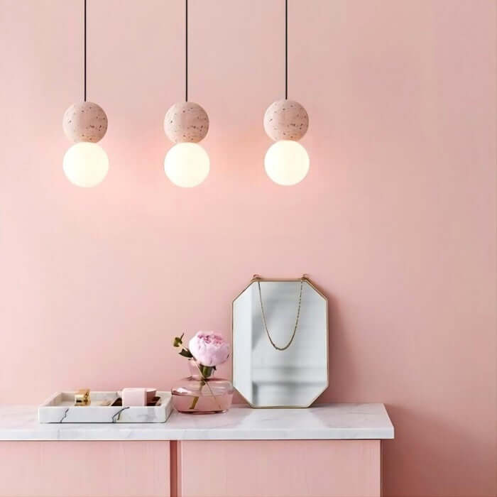 Lampe suspendue design en ciment et verre