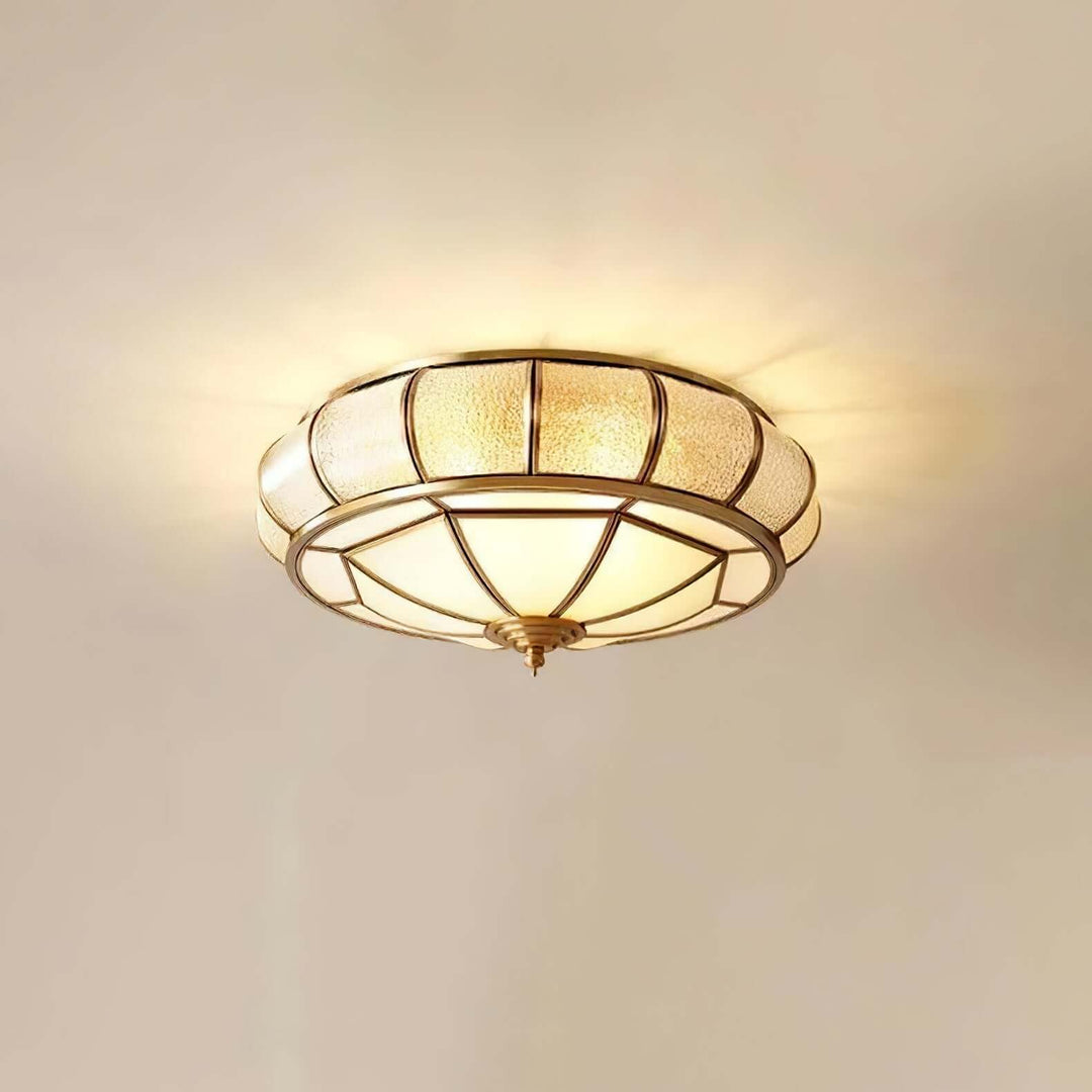 Plafonnier rond en verre structuré