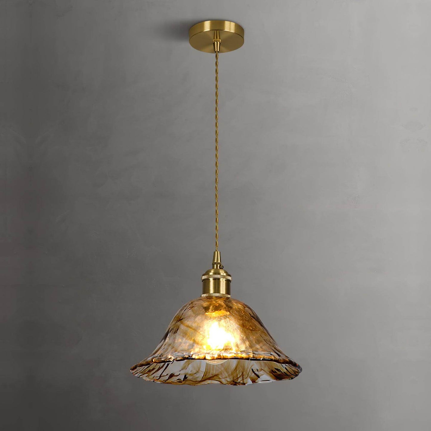 Suspension vintage en verre marron clair